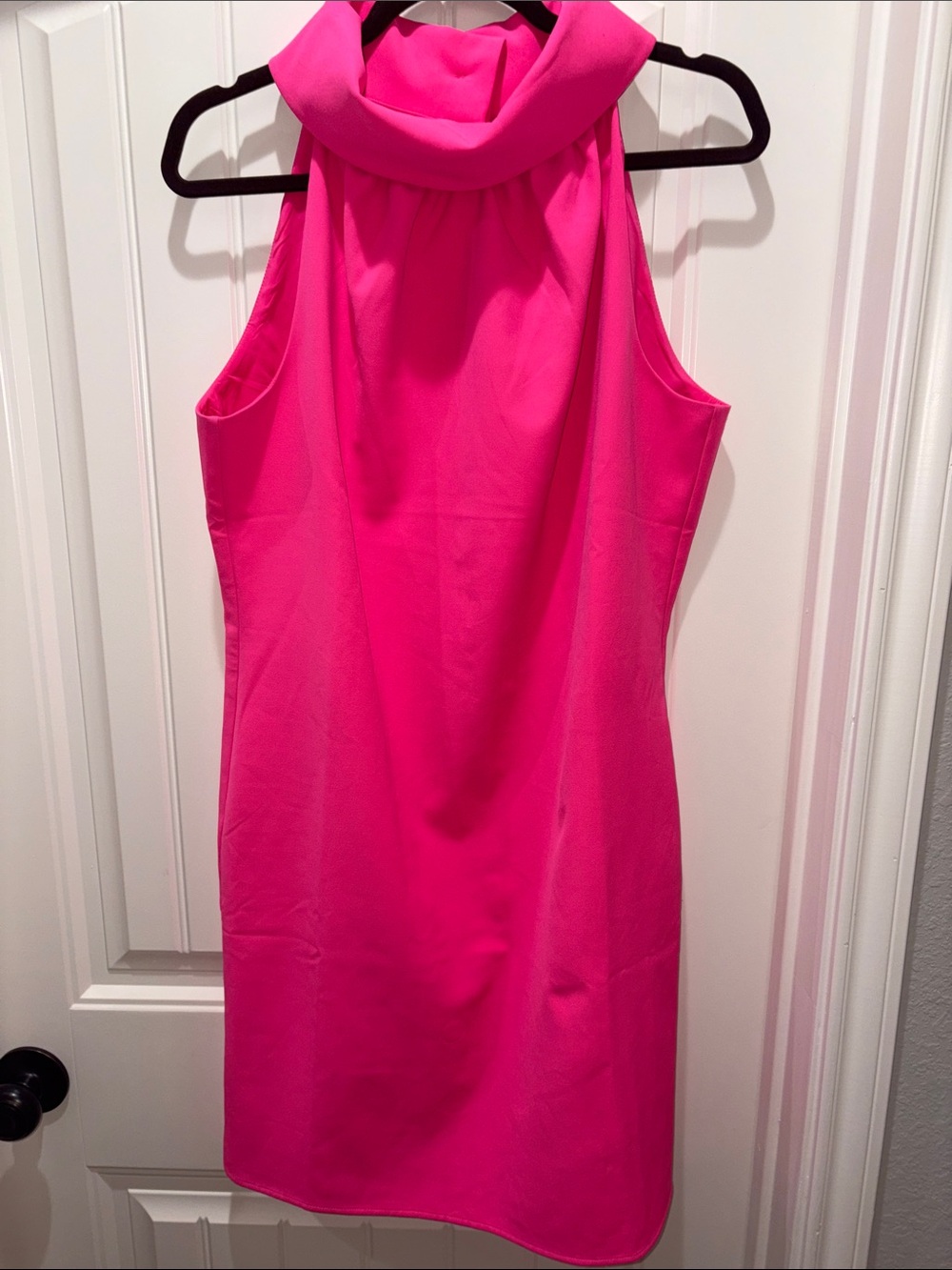 Sail to Sable Vibrant Hot Pink Cowl Neck Mini Dress